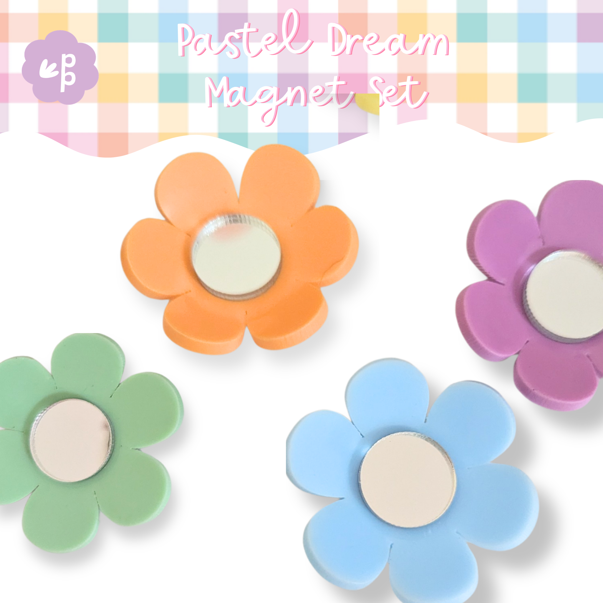 Pastel Flower Magnet Set (6 Pack) – Handmade Acrylic Classroom & Fridge Magnets | Priority Play