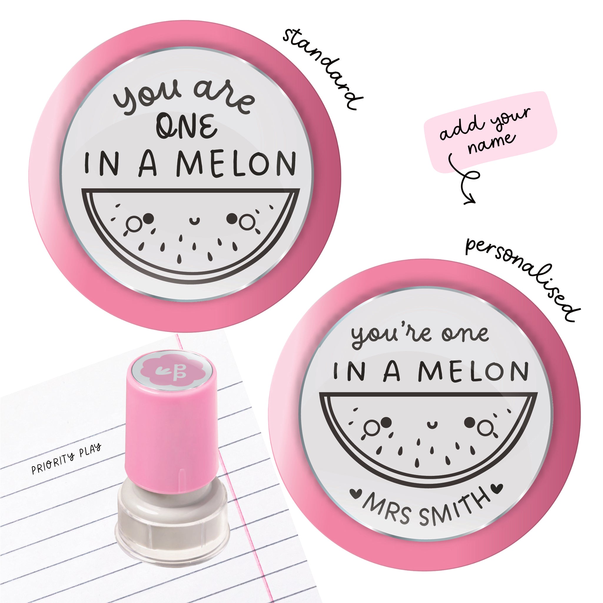 You’re one in a melon watermelon teacher stamp – cute pun stamp celebrating student success