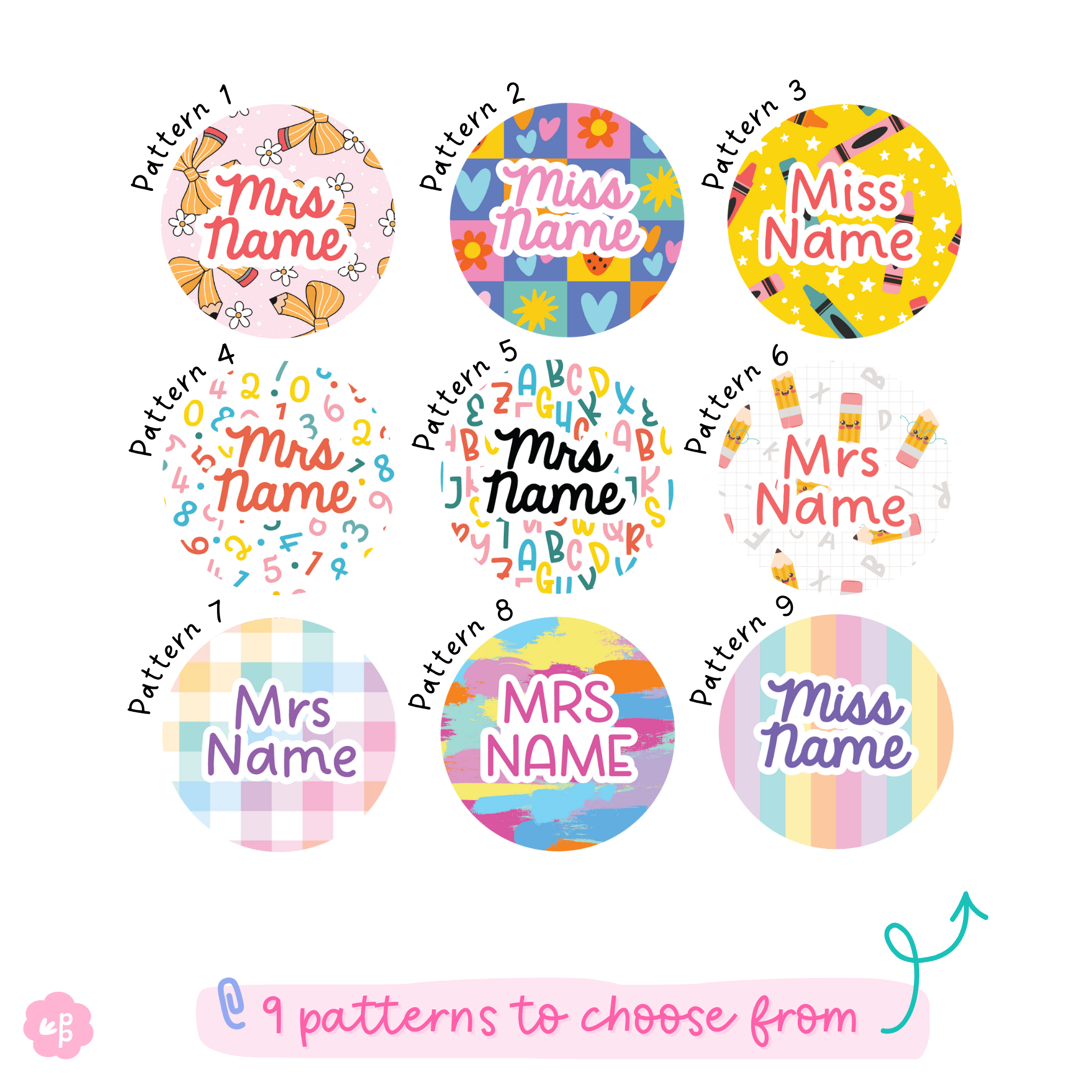 bright rainbow and numbers patterns examples for personalised lanyards