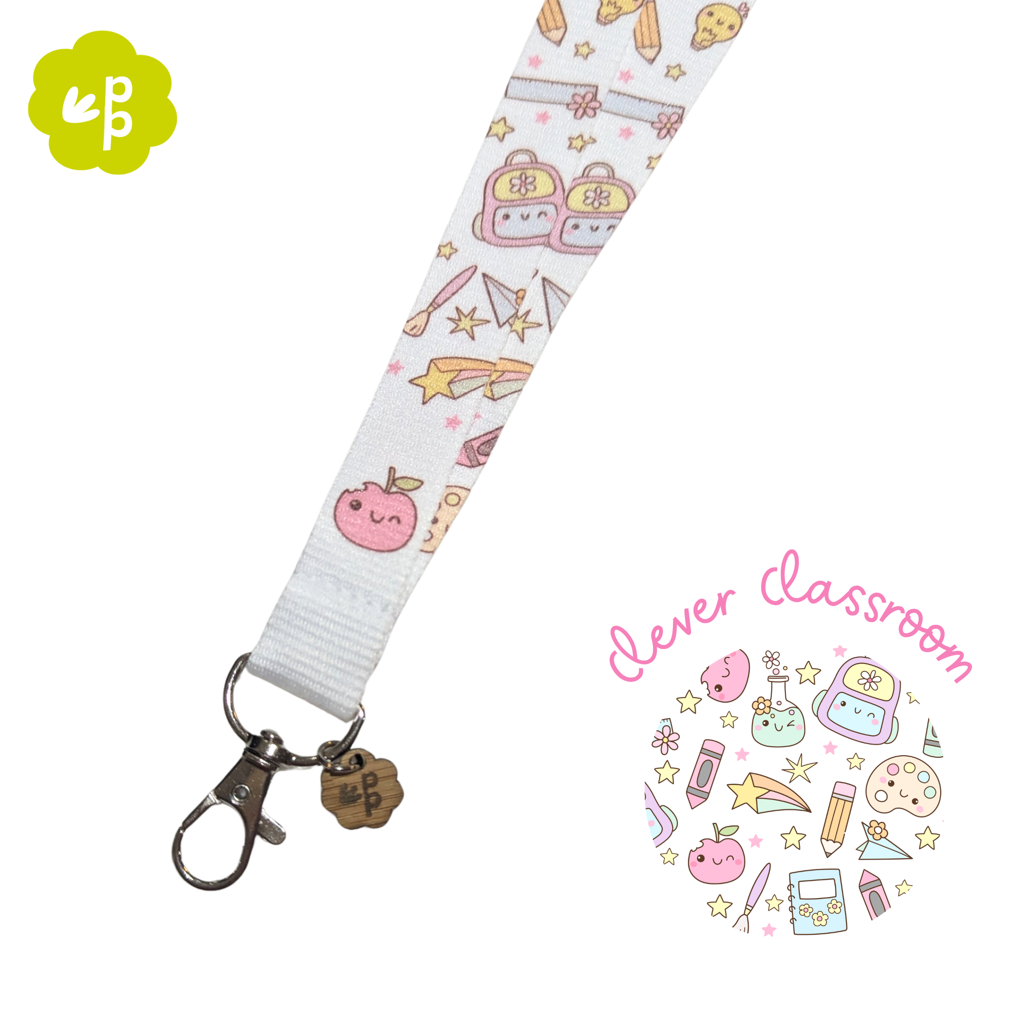 teacher lanyard with cartoon character design and &