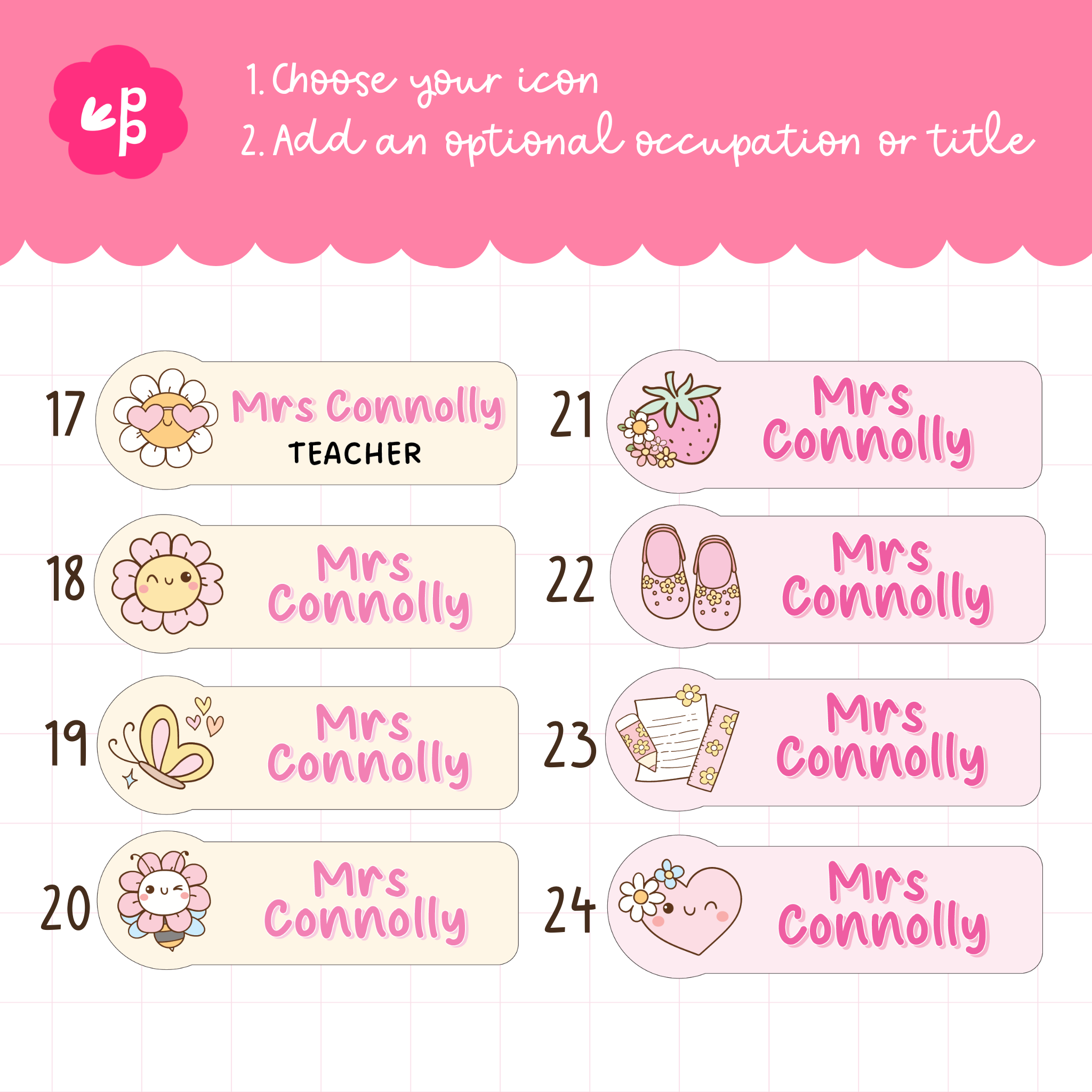 Colourful pastel magnetic name tag for teachers and staff – acrylic handmade design by Priority Play