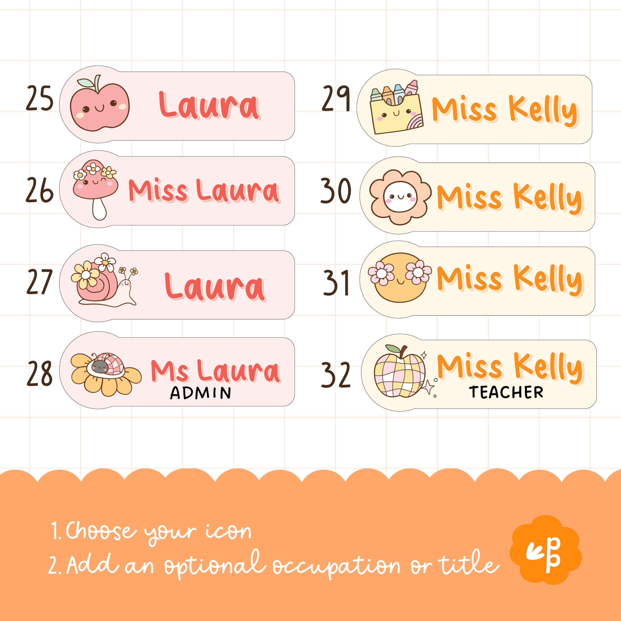 Stylish handmade pastel acrylic teacher name badge with magnetic fastening – Priority Play