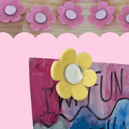Pastel Flower Magnet Set (6 Pack) – Handmade Acrylic Classroom &amp; Fridge Magnets | Priority Play