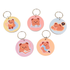 Adorable pastel bear keyring collection featuring study and pencil bear designs with eco-friendly engraved bamboo backing