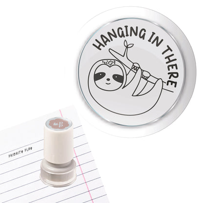 teacher stamp with sloth illustration and &