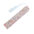 Handmade acrylic bookmark with pastel floral and bow design, finished with white tassel.