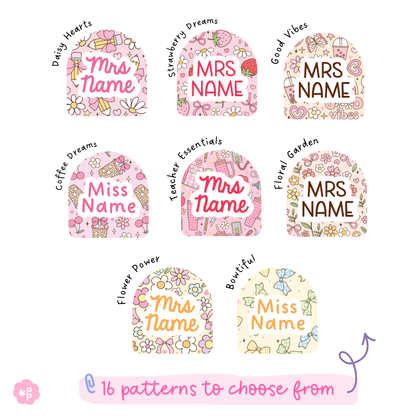 8 patterns for arch shaped personalised teacher lanyards