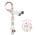 Teacher Lanyard with cartoon fruits and bows and star design on a white background.