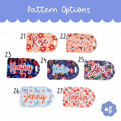 Personalised bag tag pattern options featuring fun and colourful cute designs set 3 by Priority Play