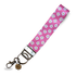 Pink floral wristlet keychain with daisy print, handmade and ideal as a cute teacher gift.