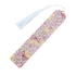 Handmade acrylic bookmark featuring cute pink lemon and bow design with white tassel.