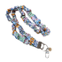 Floral patterned lanyard with a keychain on a white background