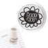 Priority Play “Good Job” teacher stamp with flower-style border on lined paper.

