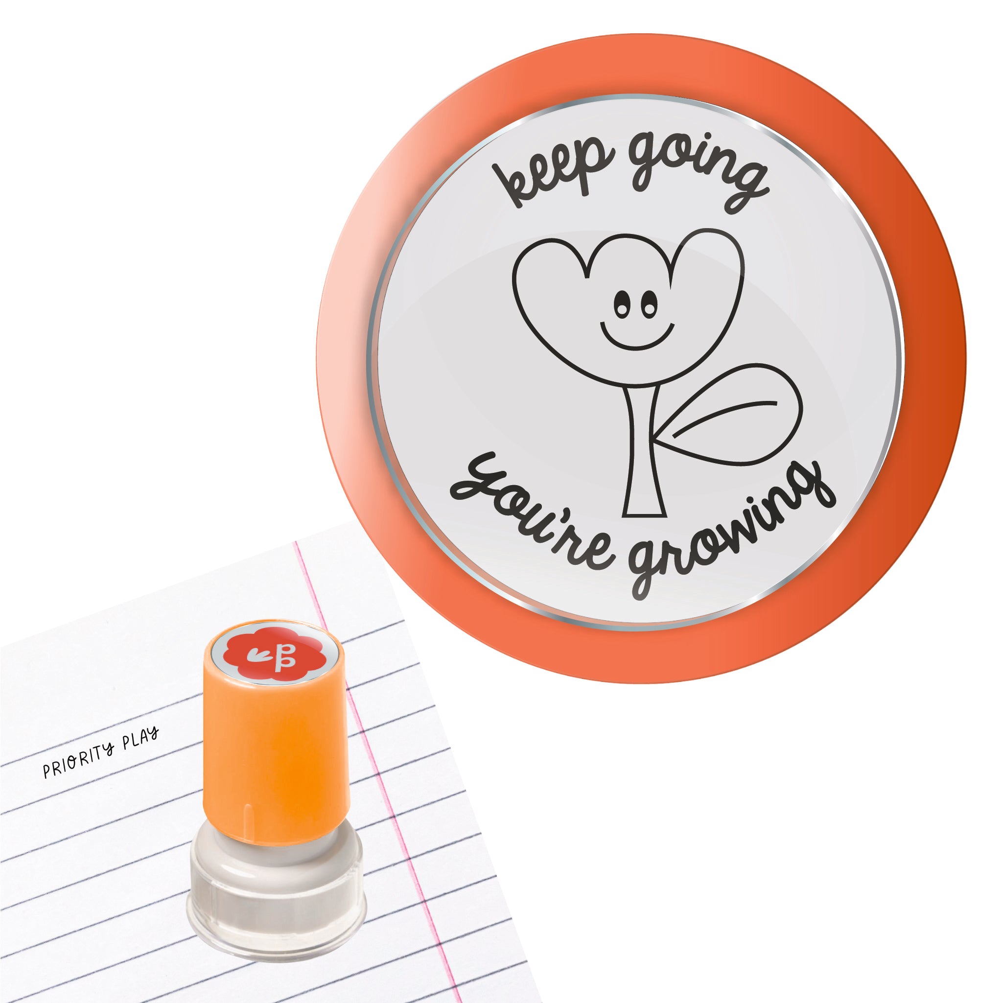 Keep going you’re growing flower illustration teacher stamp – Priority Play growth mindset stamp