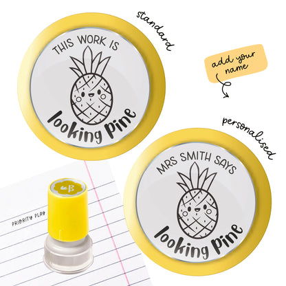 This work is looking pine pineapple teacher stamp – cheerful food pun stamp to motivate students.