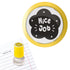 Yellow teacher stamp with a cute flower-like badge design and the wording “Nice Job.”