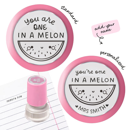 You’re one in a melon watermelon teacher stamp – cute pun stamp celebrating student success