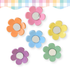 Pastel flower magnet set with six colourful acrylic flower magnets in pink, blue, yellow, green, orange and purple – cute magnets for classroom, fridge and decor.
