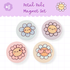 Petal Pals flower magnet set with cute smiling daisy designs – pastel teacher magnets for classroom decor and organisation.