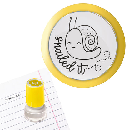 Snailed It teacher stamp with a happy snail design, great for celebrating student success