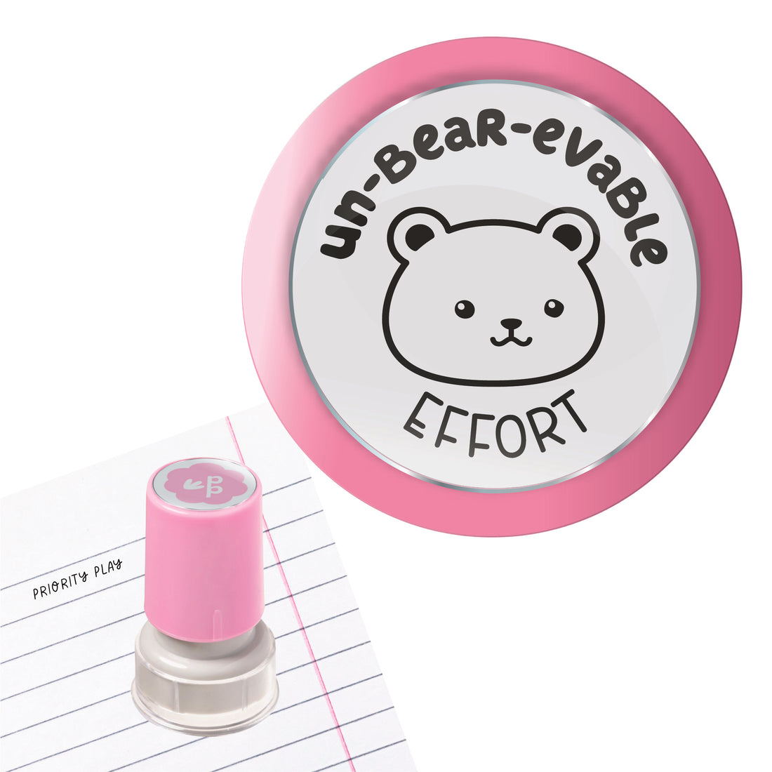 Un-Bear-eable Effort teacher stamp with a friendly bear illustration, perfect for recognising hard work
