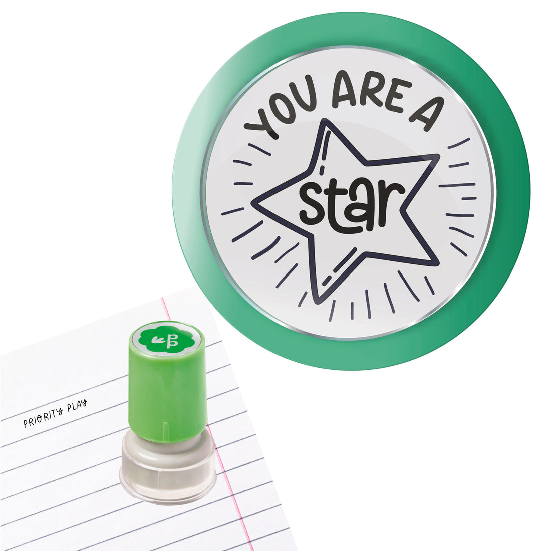 You are a star teacher stamp with star illustration – Priority Play positive reinforcement stamp