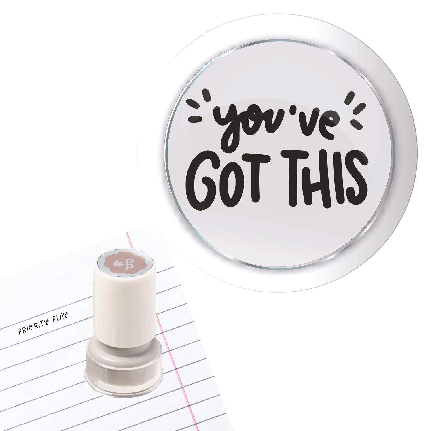 motivational teacher stamp featuring the phrase “You’ve Got This” with decorative spark elements.