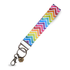 Vibrant rainbow chevron pattern fabric wristlet keychain, handmade and perfect for keys or gifts