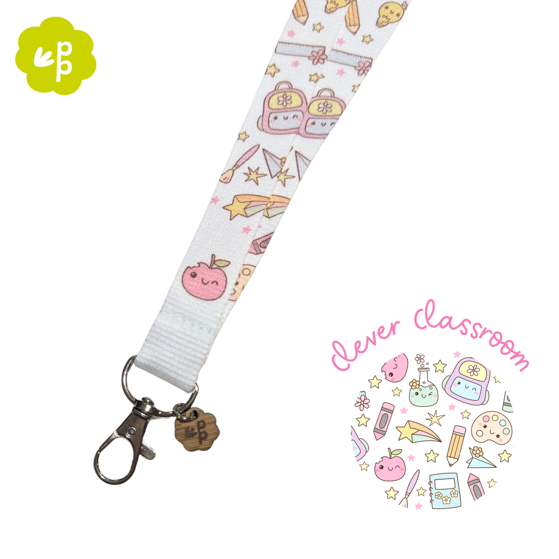 teacher lanyard with cartoon character design and &