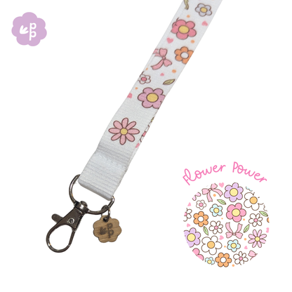 Floral teacher lanyard with keychain and &