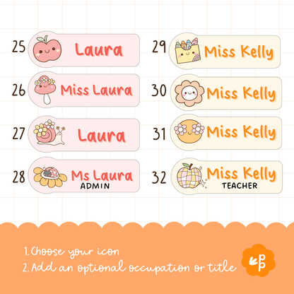 Stylish handmade pastel acrylic teacher name badge with magnetic fastening – Priority Play