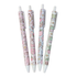 Pastel vinyl wrapped pen set featuring book, cactus, and floral designs, handmade kawaii stationery from Priority Play.