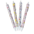 Four vinyl wrapped pens with pastel designs including lemons, daisies, and books, part of the handmade stationery collection by Priority Play.
