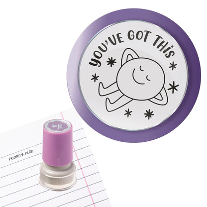 A teacher stamp featuring a relaxed, smiling character with the words “You’ve Got This” in a playful handwritten font.